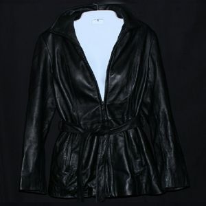 Nine West Genuine Leather Jacket with Belt